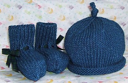 Denim Bootees and Hat
