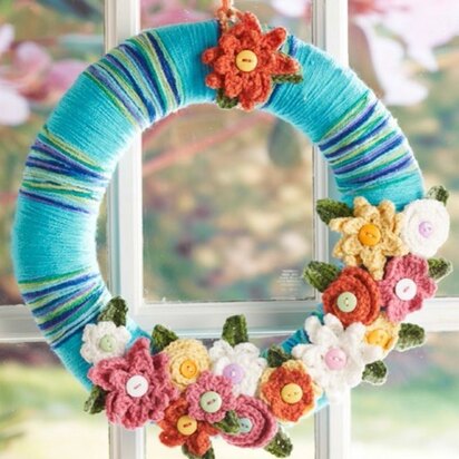 April Flowers Wreath in Red Heart Super Saver Economy Solids and Multis - LW3564