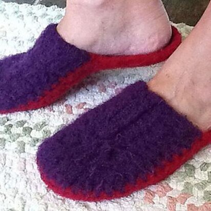 8-Row Felted Slippers, Crochet Scuffies