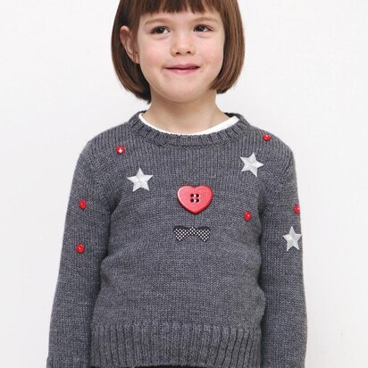 Girls Round Neck Sweater in Bergere de France Ideal - 60508-453 - Downloadable PDF