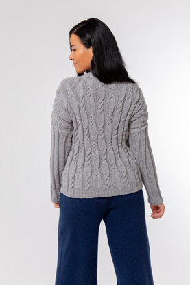 Esme Cable Jumper - Sweater Knitting Pattern for Women in MillaMia Naturally Soft Merino by MillaMia