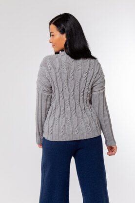 Esme Cable Jumper - Knitting Pattern for Women in MillaMia Naturally Soft Merino by MillaMia