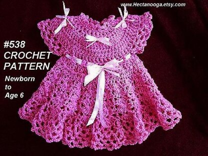 538 pink baby girl dress, newborn to age 6