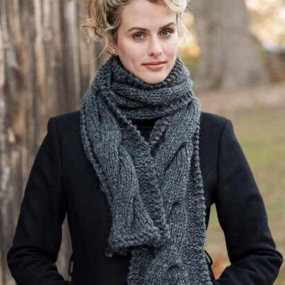 Cable Panel Scarf in Lion Brand Wool-Ease Thick & Quick - 81057C