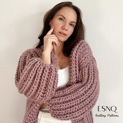 Serene chunky cardigan in English rib stitch