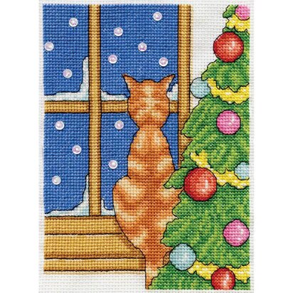 Design Works Cat on Windowsill Cross Stitch Kit - 13cm x 18cm