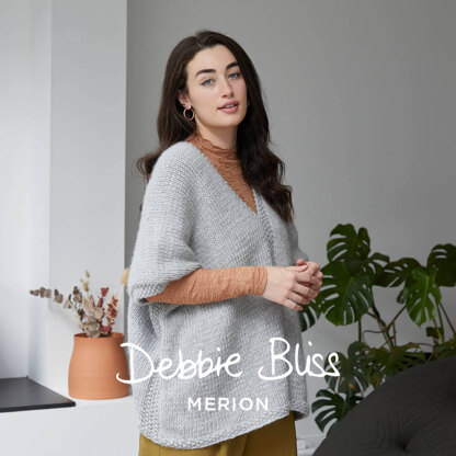 "Clara" - Cape and Poncho Knitting Pattern Women in Debbie Bliss Merion by Debbie Bliss