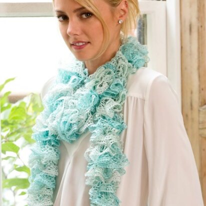 Icy Ruffle Scarf in Red Heart Boutique Sashay Metallic - LW3911