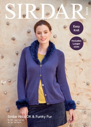 Cardigan in Sirdar No.1 and Funky Fur - 8245 - Downloadable PDF