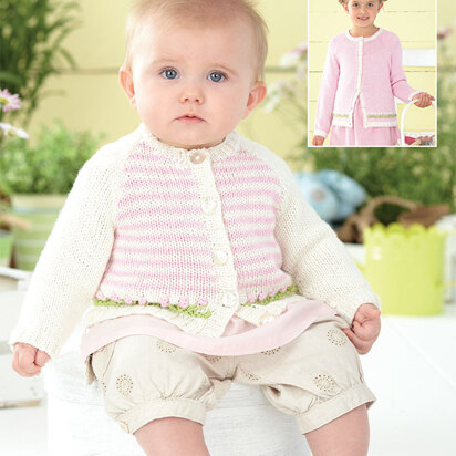 Striped and Plain Cardigans in Sirdar Snuggly Baby Bamboo DK - 4432 - Downloadable PDF