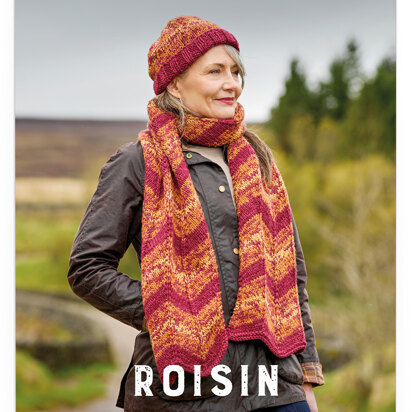 Roisin Chevron Scarf with Hat in the West Yorkshire Spinners Croft DK & Aran