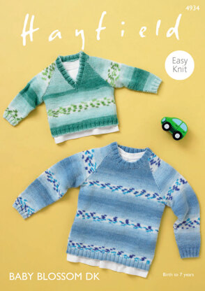 Raglan Sweaters in Hayfield Baby Blossom DK - 4934 - Downloadable PDF