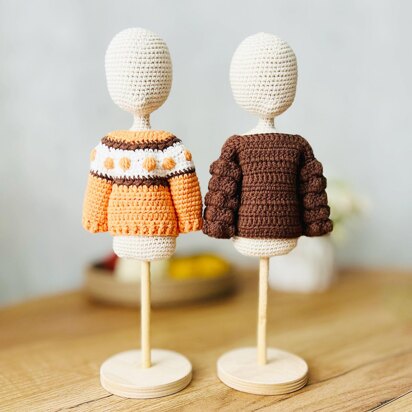 Crochet doll clothes pattern, amigurumi clothes, doll sweaters, doll clothes, Autumn sweaters