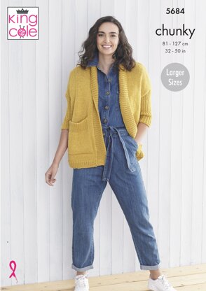 Ladies Cardigans Knitted in King Cole Subtle Drifter Chunky - 5684 - Downloadable PDF