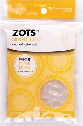 Zots Singles Clear Adhesive Dots 3d .5X.125 Thick-125 Count, Multipack Of  4