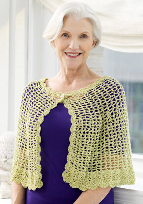 Lacy Crochet Capelet in Red Heart Luster Sheen Solids - WR1841 - Downloadable PDF