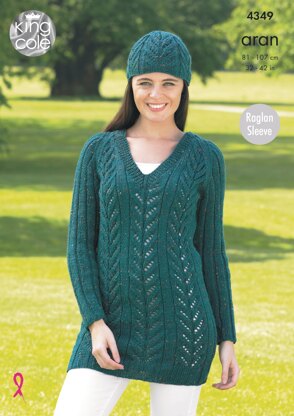 Sweater, Tunic and Hats in King Cole Fashion Aran - 4349 - Downloadable PDF