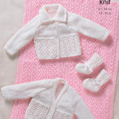Pram Cover, Cardigans and Bootees in King Cole DK - 2914 - Downloadable PDF
