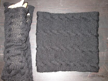 Cabled cowl and arm warmers