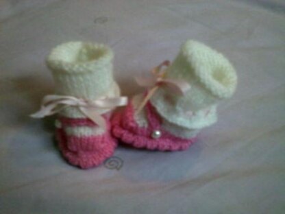 Baby Knitting patterns Mary Janes Sock top Shoes and Butterfly Cuff Boots sizes doll/prem to 0-3mths, 3-6mths