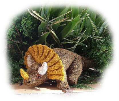 Triceratops  toy dinosaur knitting pattern by Georgina Manvell