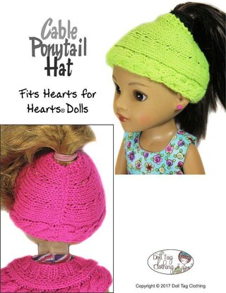 Cable Ponytail Hat - 14" Dolls