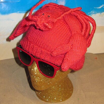 Lobster Beanie Hat - knitting pattern