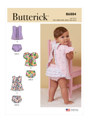 Butterick Infants' Top and Panties B6884 - Paper Pattern, Size NB-S-M-L-XL