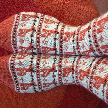 Orange giraffe sock knitting instruction size 38/39