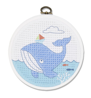DMC The Whale Cross Stitch Kit (with 5in plastic hoop) - 5in