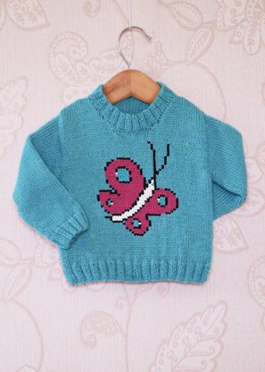 Intarsia - Butterfly Chart - Childrens Sweater