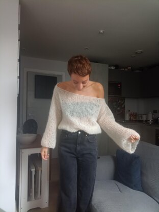 Off the shoulder mohair sweater