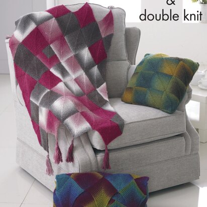 Throw & Cushions in King Cole Chunky and DK - 4413 - Downloadable PDF