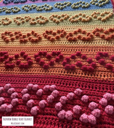 Rainbow Bobble Heart Blanket