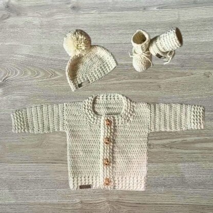 Grayson Baby Cardigan Hat and Booties Set