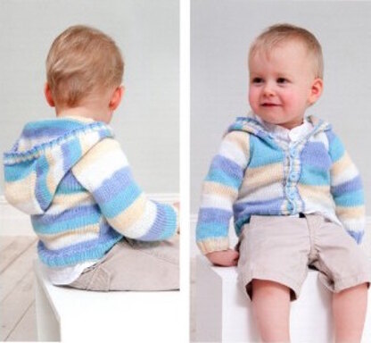 Cardigan with Collar or Hood and Hat in Rico Baby So Soft DK - 218