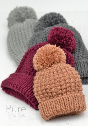 Zeke CHUNKY Simple Texture Bobble Hat