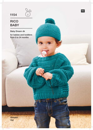 Sweater & Hat in Rico Baby Dream Luxury Touch Uni DK - 1154 - Downloadable PDF