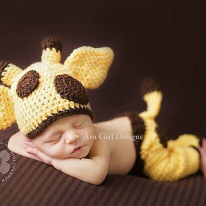Baby Giraffe Hat Pants Diaper Cover - Bailey Set
