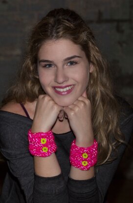 Buttoned Up Cuffs in Red Heart Reflective - LW4166