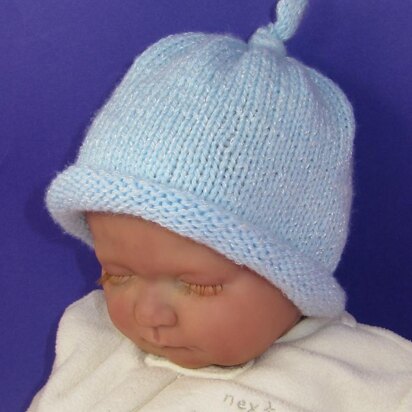 Baby Roll Brim Topknot Beanie Hat