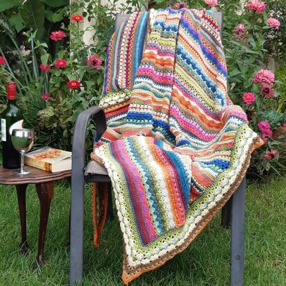 Striped Stitch Sampler Rainbow Afgan Crochet Blanket