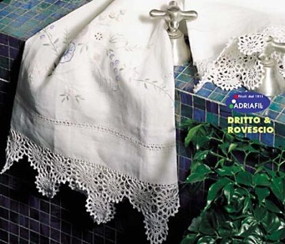 Towel - Lace in White with Flower Motif in Adriafil Doppio Ritorto 16/3=12