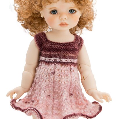 Flower Dress  for 18 inch msd bjd dolls by Meadowdolls. Doll Clothes Knitting Pattern.