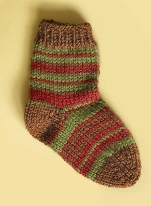 Knit Child's Striped Socks in Lion Brand Wool-Ease - 70285AD