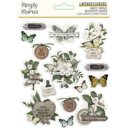 Simple Stories Simple Vintage Weathered Garden - Layered Stickers