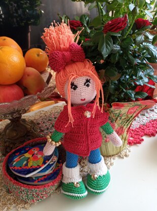 Red haired crochet doll