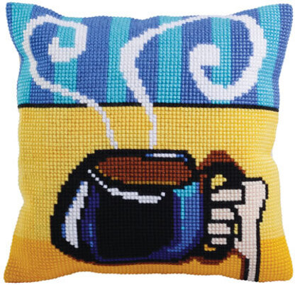 Collection D'Art Cup of Coffee Cross Stitch Cushion Kit - Multi