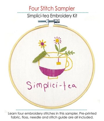 Jennifer Jangles Four Stitch Sampler Simplici-tea Embroidery Kit