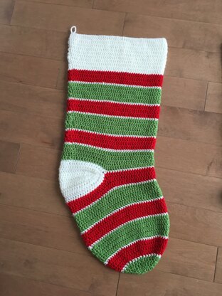 Crochet Giant Christmas stocking with wide stripes